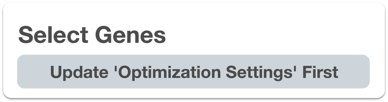 Select Genes (Setup Optimization First)